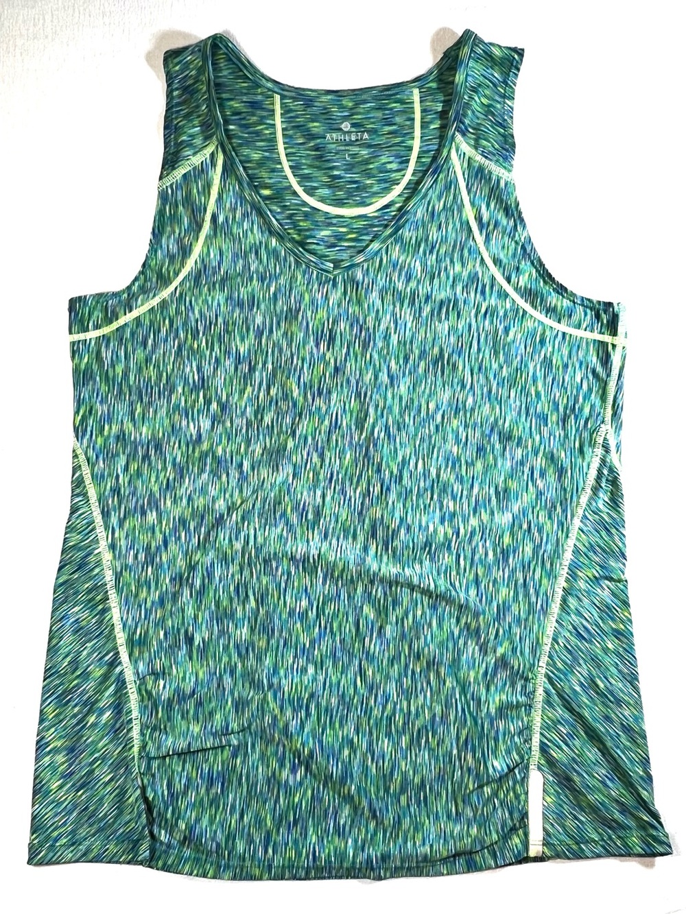 Athleta Blue-Green Space-Dye Racerback Tank, Athleisure, Sports